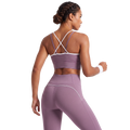 Leggins entubados morados con top de tirantes dobles para ropa deportiva, de la marca My Store 2.