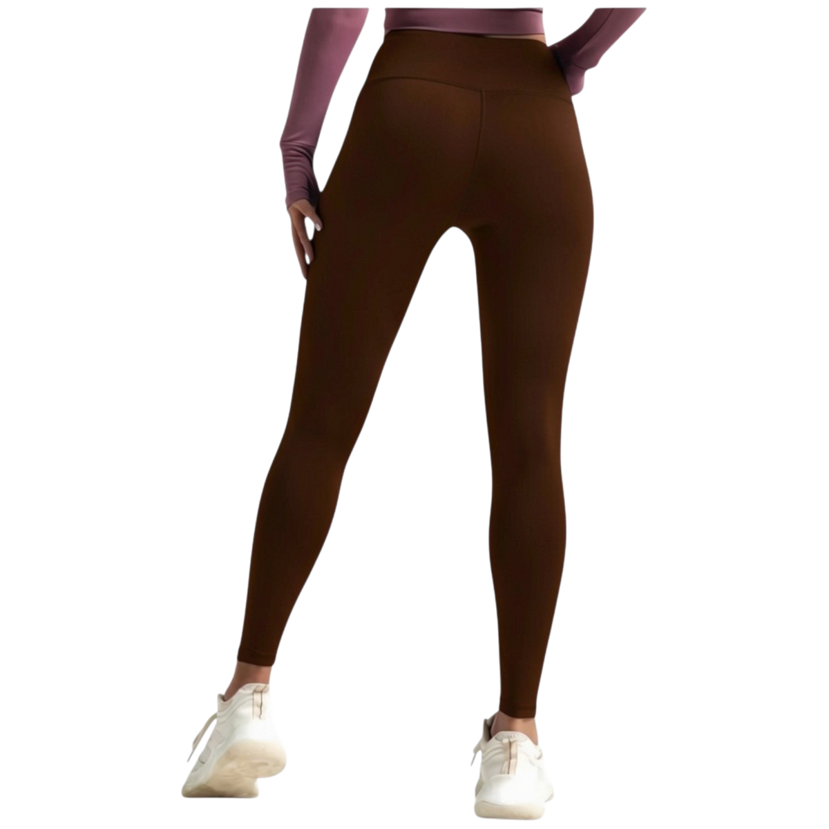 Leggins deportivos entubados afelpados en color café de la marca My Store 2, diseñados para comodidad y rendimiento.