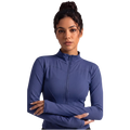 Chaqueta de yoga azul de Selah Boutique, ropa deportiva cómoda con diseño ajustado y tela flexible para practicar yoga.
