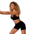 Conjunto de ropa deportiva de short y top cruzado en color negro de la marca My Store 2, ideal para entrenar o hacer ejercicio.