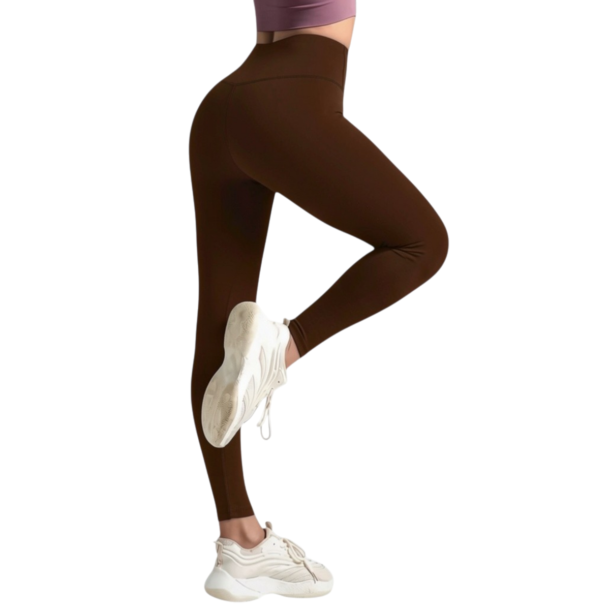 Leggins entubados con acolchado, ropa deportiva de la marca My Store 2, en color café, para ejercicio y entrenamiento.