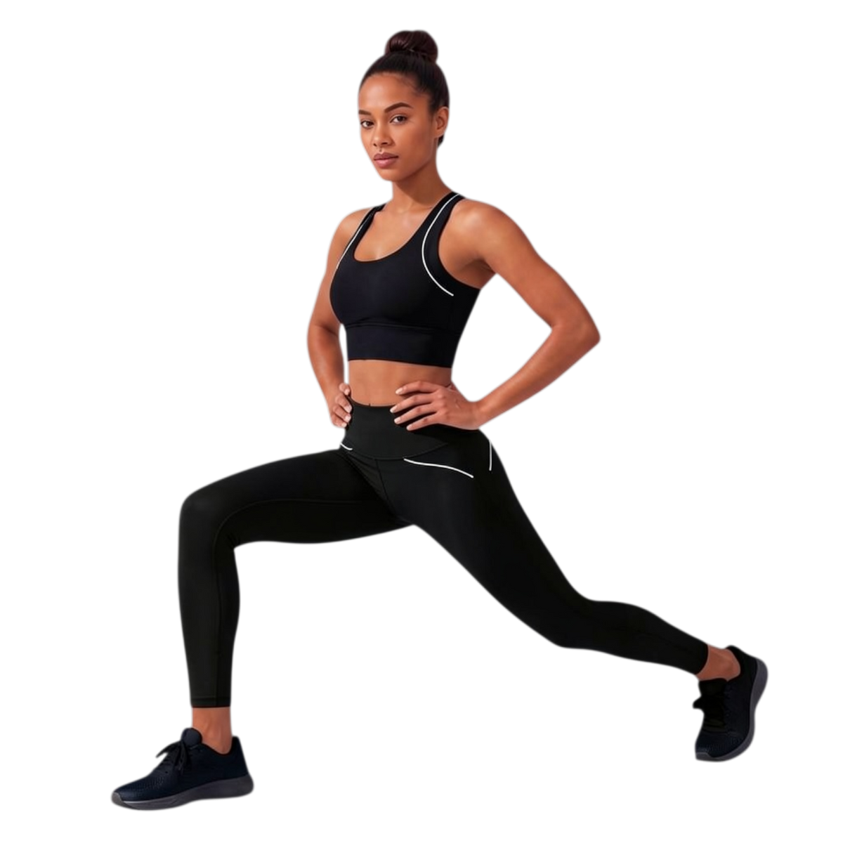 Leggins entubados y top con tirantes dobles de ropa deportiva en color negro, de la marca My Store 2.