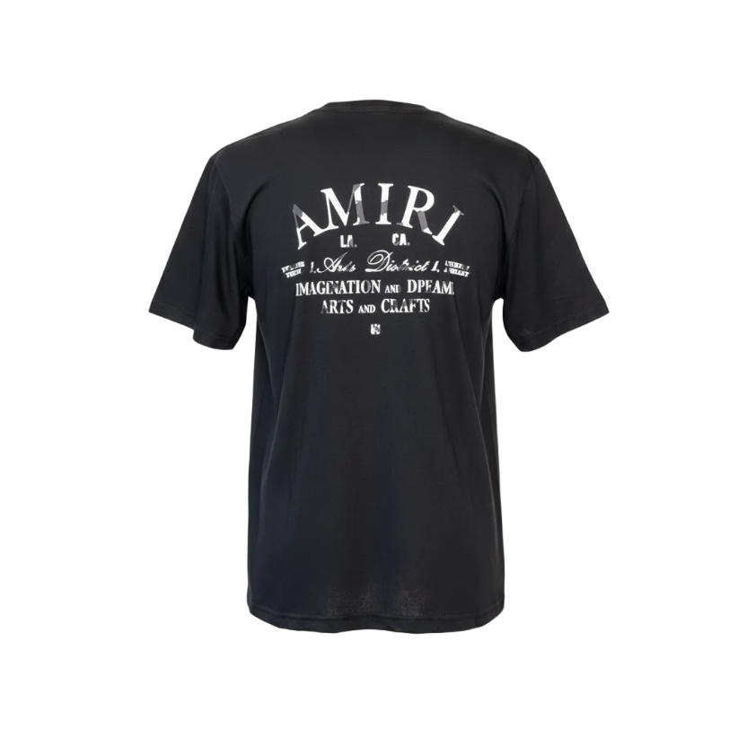 Playera premium AMIRI negra con diseño de imaginación y sueños, de la marca Selah Boutique, con estampado en la parte delantera.