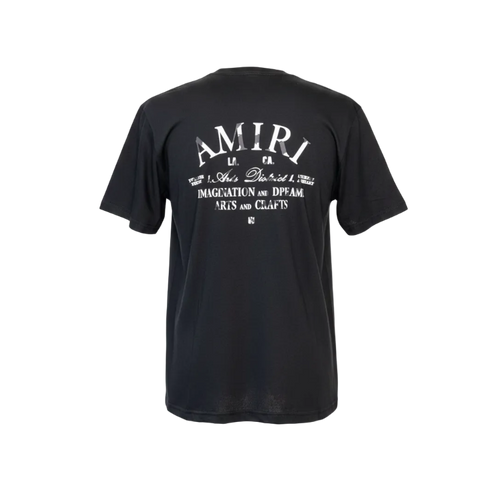 Playera premium AMIRI negra con diseño de imaginación y sueños, de la marca Selah Boutique, con estampado en la parte delantera.