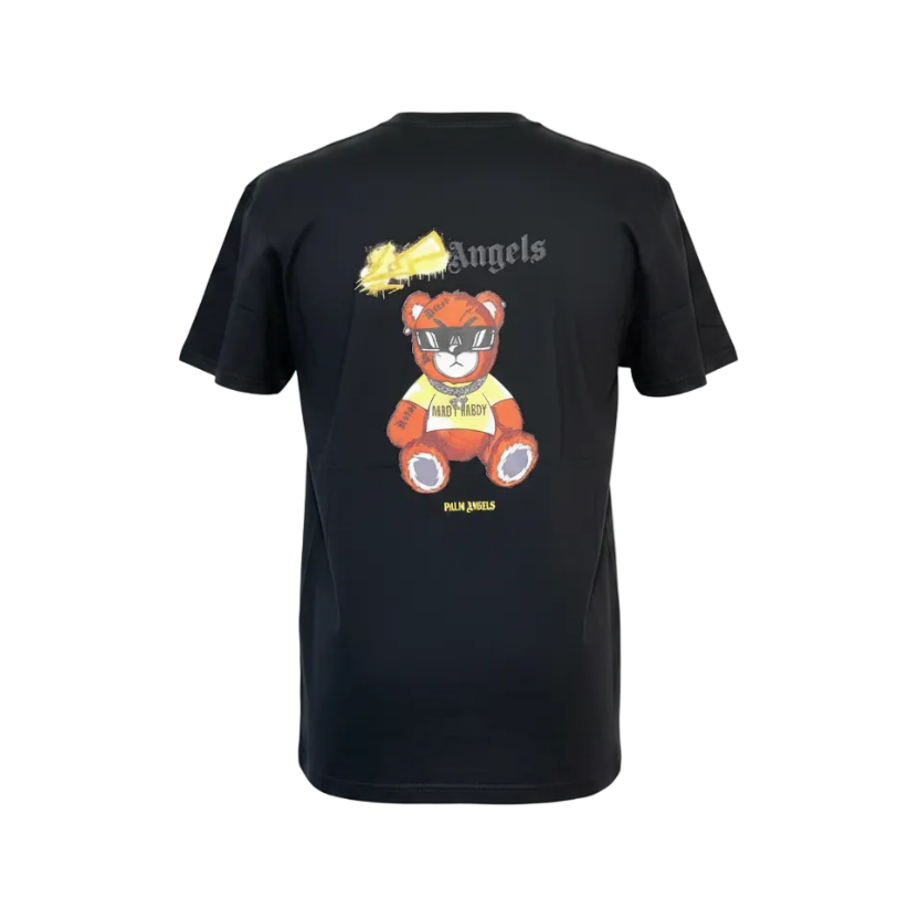 Playera premium Angels oso con gafas en color gris, diseño de Selah Boutique, con ilustración de oso con gafas en la camiseta.