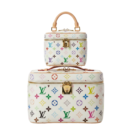 Bolsa Louis Vuitton de diseñador en color blanca, estilo Vanity, con detalles elegantes y logotipo de la marca.