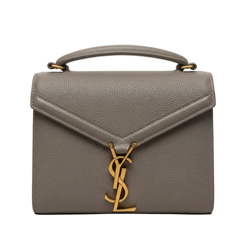 Bolsa Yves Saint Laurent de diseñador G5 con cierre de solapa y asas, en color negro, estilo elegante y moderno.
