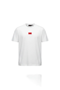 PLAYERA HUGO BOSS BLANCA LOGO COLOR ROJO