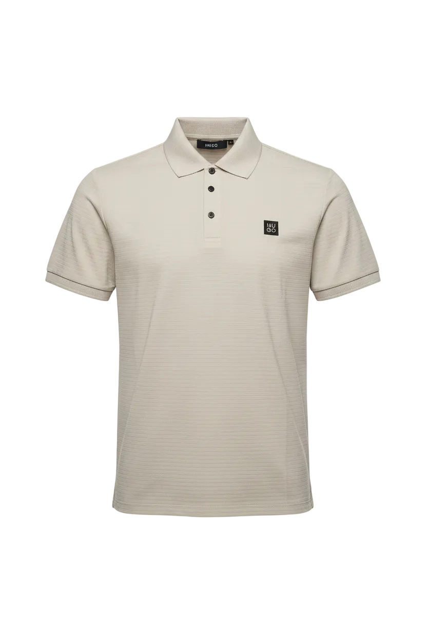 PLAYERA HUGO BOSS BEIGE LOGO NEGRO