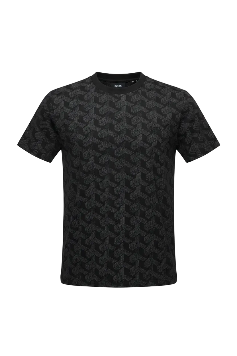 PLAYERA HUGO BOSS NEGRA DIBUJOS EN TODA LA PLAYERA