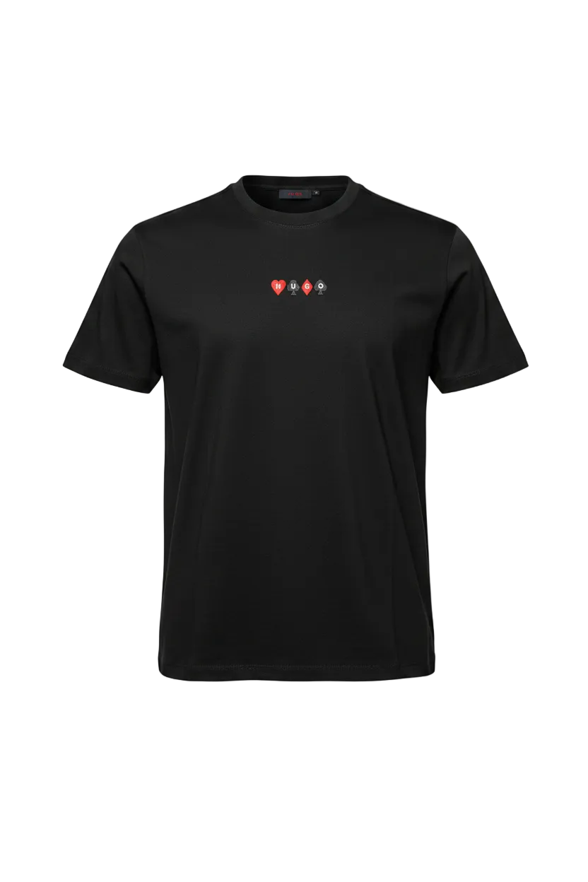 PLAYERA HUGO BOSS NEGRA LETRAS CON CORAZON ROJO