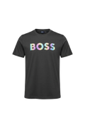 PLAYERA HUGO BOSS NEGRA LETRAS AZULES DIFUMINADAS