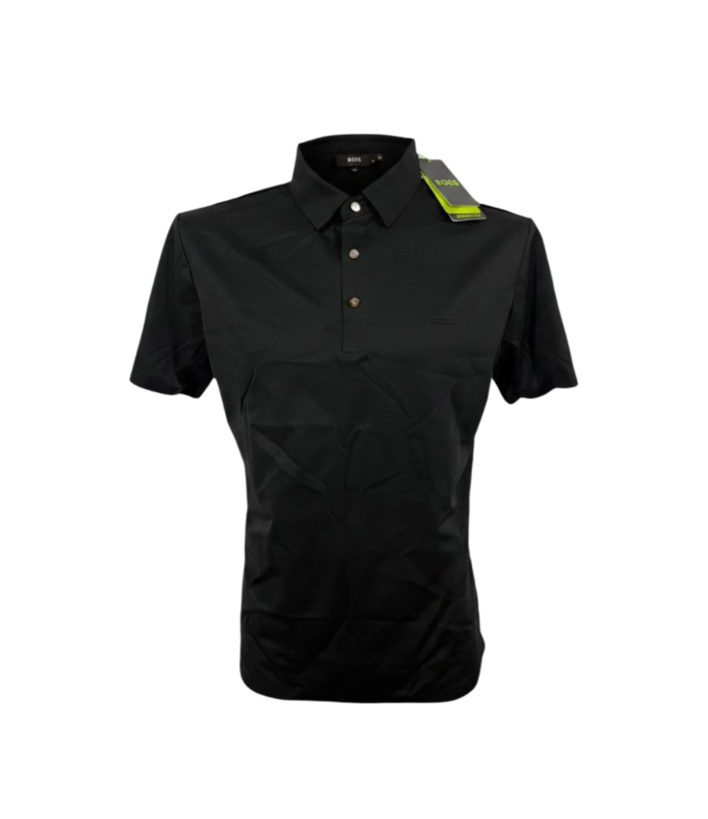Playera negra Hugo Boss con botones plateados, de la colección Playeras G5, diseñada por My Store 2.