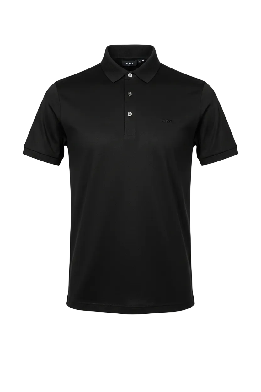 PLAYERA HUGO BOSS NEGRA CUELLO CON LINEA VERDE FLUORESENTE