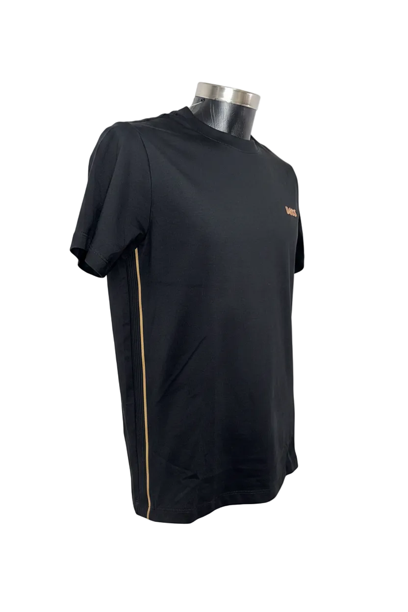 PLAYERA HUGO BOSS NEGRA LINEAS COSTADOS DORADAS
