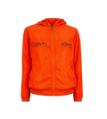 Chaqueta rompevientos naranja fluorescente de Calvin Klein, con diseño deportivo y cierre frontal.