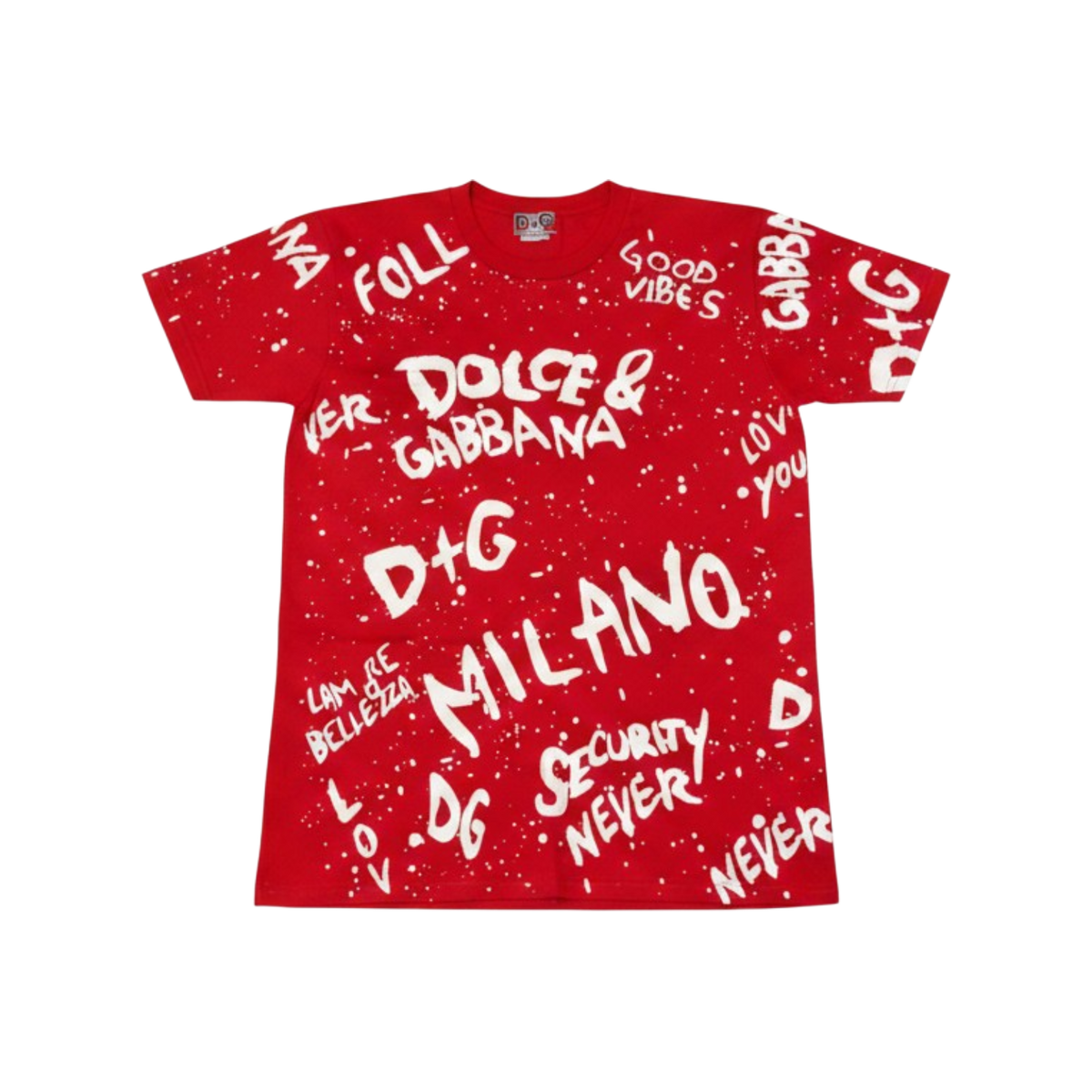 Playera roja Dolce Gabbana esencial de la marca My Store 2, con diseño elegante y color vibrante, vista frontal.