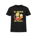 Playera esencial de Homero del mejor papá del mundo en color negro, con diseño de personaje en la imagen.