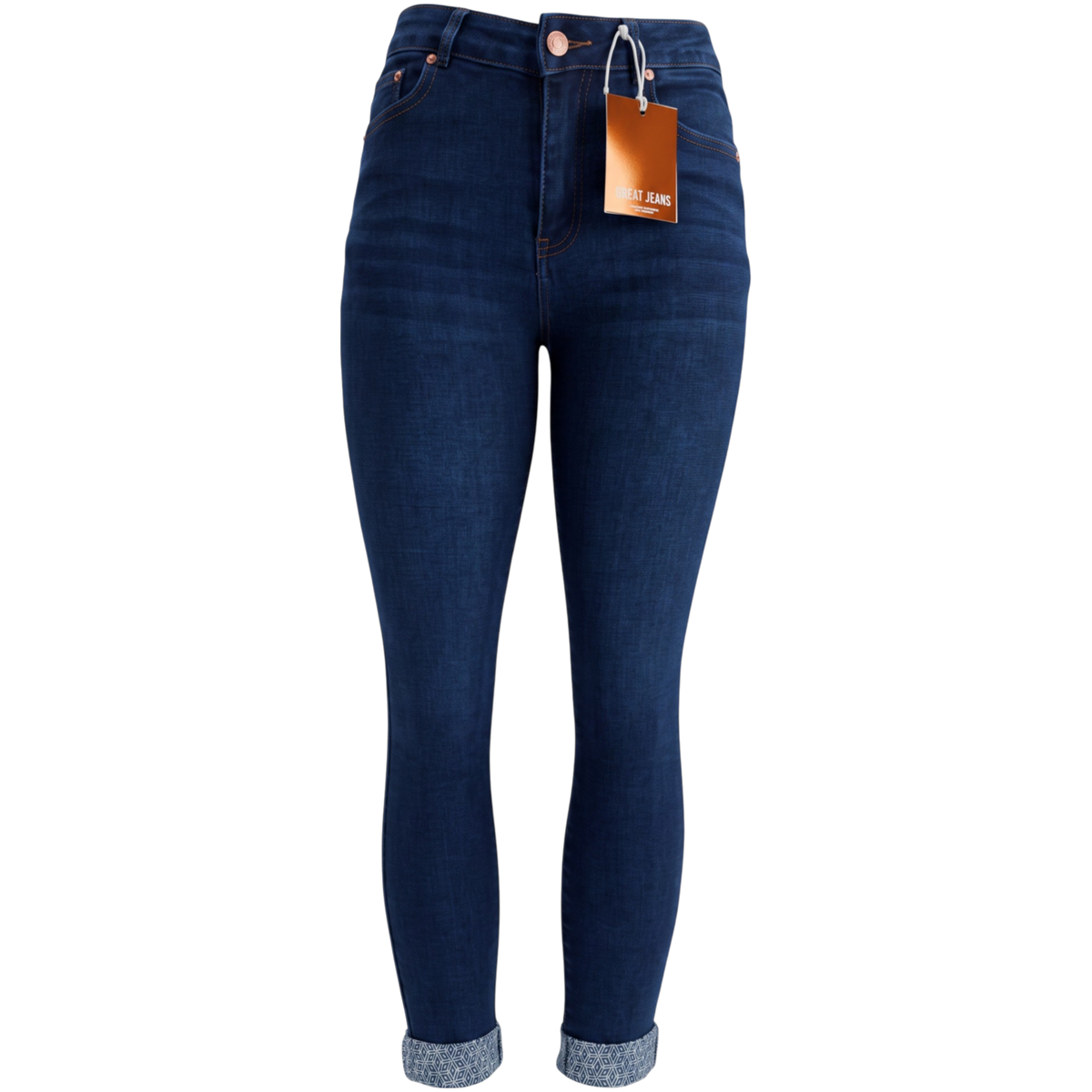 Pantalón de mezclilla entubado azul con detalle en tobillos para mujer, estilo moderno y ajustado.