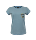 Playera premium azul para mujer de la marca Guess, talla L, con diseño moderno, en una imagen clara y detallada