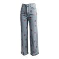 Pantalón holgado de mezclilla para mujer con estampado de fresas y detalles brillantes, estilo casual y cómodo de My Store 2.