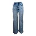Pantalones de mezclilla holgados con brillos para mujer, estilo casual y moderno, en imagen que muestra su diseño y textura.