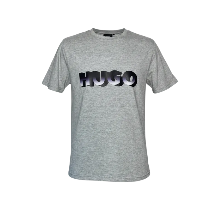 Playera premium HUGO gris Oxford G de la marca Selah Boutique, vista frontal con cuello y detalles suaves.