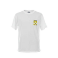 Playera blanca OFF WHITE con logo amarillo en la espalda, talla XL, de la marca Selah Boutique, ropa premium y moderna.