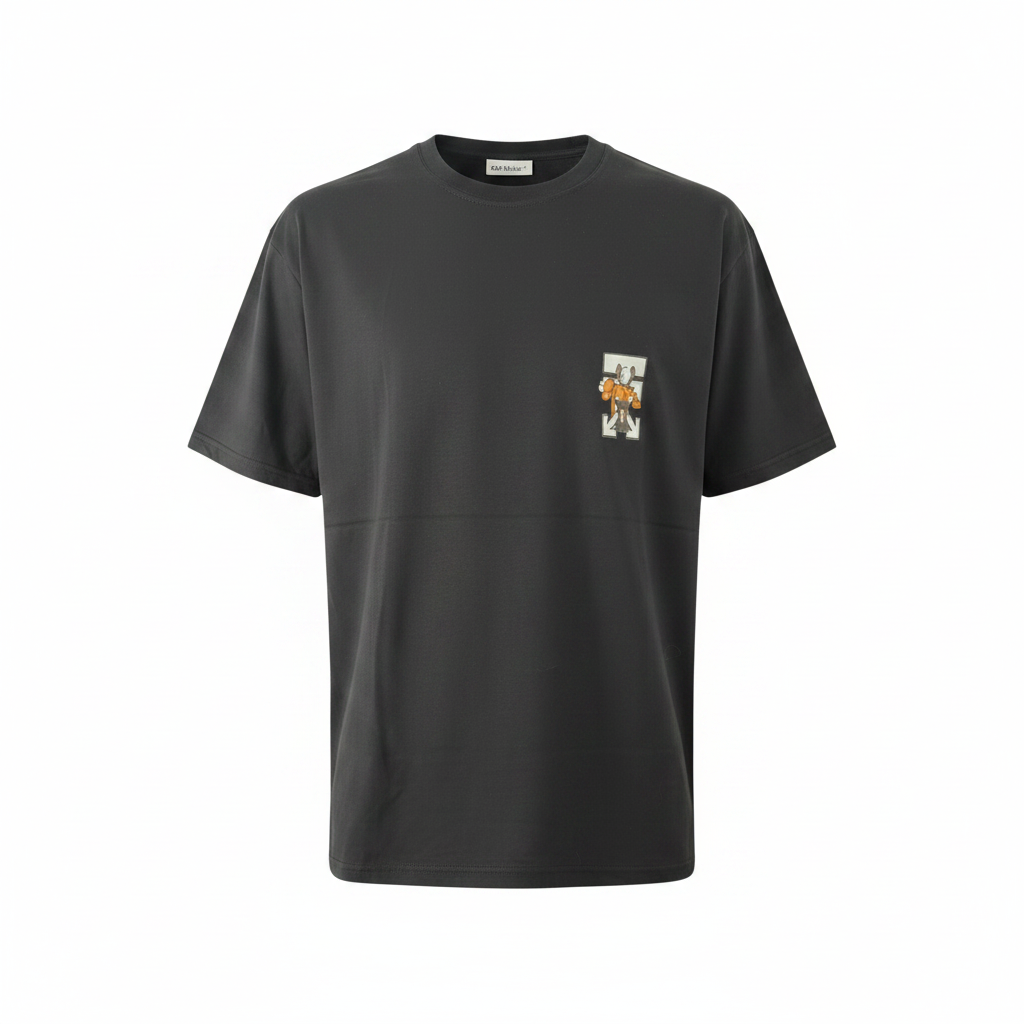 Playera premium negra de Off White con logo de oso cargando a Elmo en la espalda, tamaño XL, de la marca Selah Boutique.
