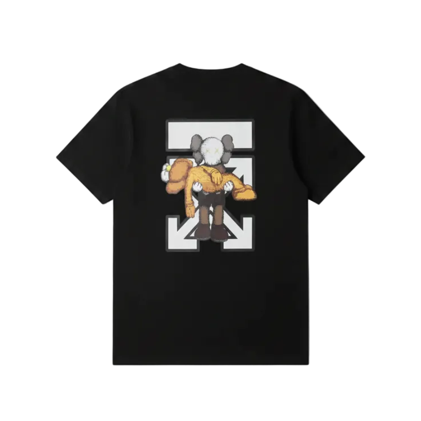Playera premium negra Off White con logo de Elmo naranja en la parte frontal, talla XL, de la marca Selah Boutique.