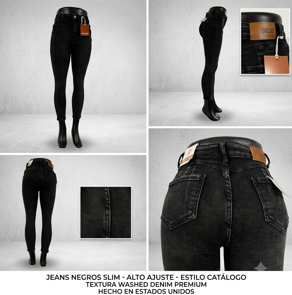 PANTALON ENTUBADO NEGRO DESLAVADO