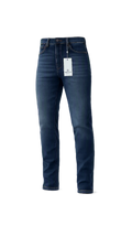 Pantalones de mezclilla hombre Deezar Jeans Slim Liso, frontal, en color azul oscuro, de corte ajustado y diseño sencillo.