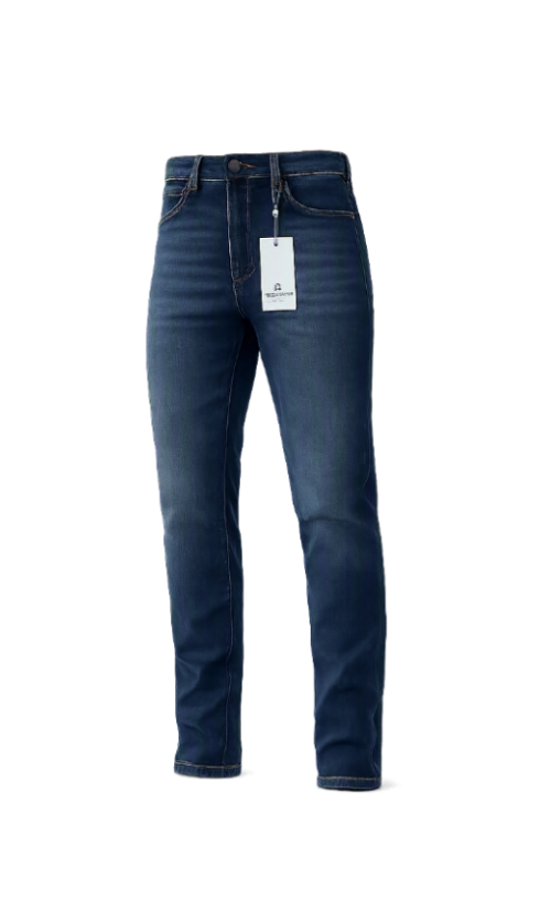 Pantalones de mezclilla hombre Deezar Jeans Slim Liso, frontal, en color azul oscuro, de corte ajustado y diseño sencillo.