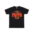 Playera esencial negra "El mejor papá del mundo" de la marca My Store 2, con diseño de rock and roll, vista frontal.