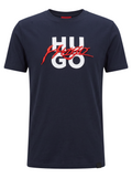 PLAYERA HUGO BOSS BORDADA CON LOGO IMPRESO AZUL MARINO
