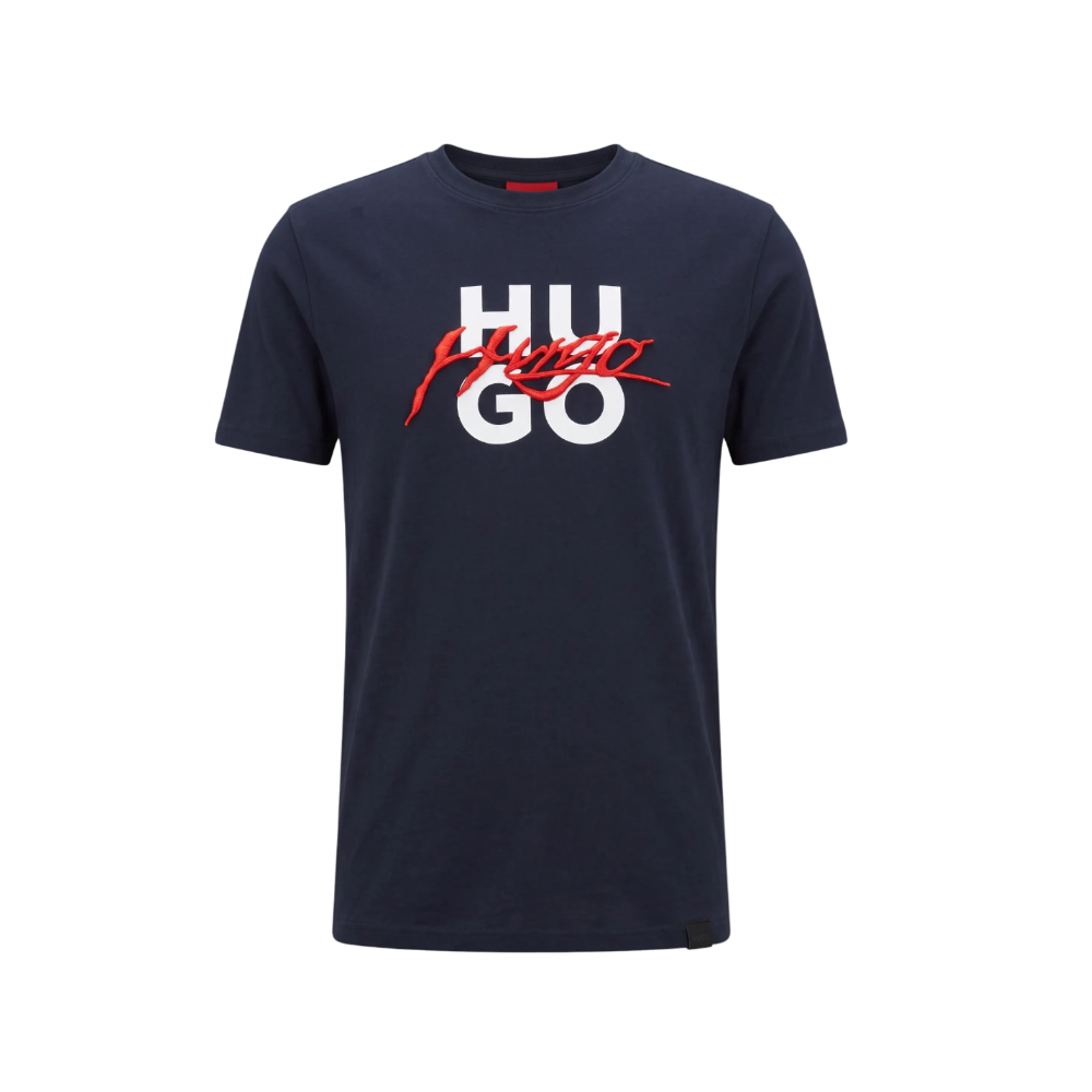 PLAYERA HUGO BOSS BORDADA CON LOGO IMPRESO AZUL MARINO