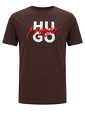 PLAYERA HUGO BOSS BORDADA CON LOGO IMPRESO CAFÉ OSCURO