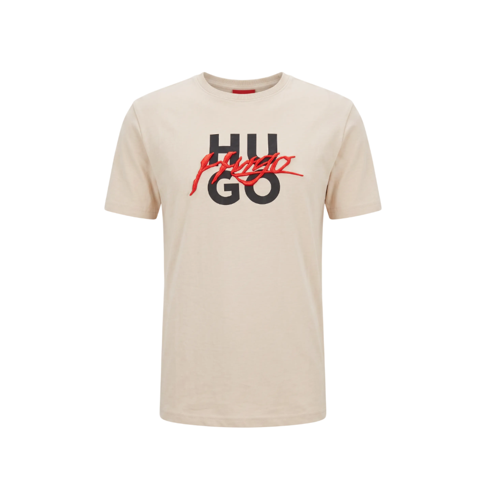 PLAYERA HUGO BOSS BORDADA CON LOGO IMPRESO CAFÉ
