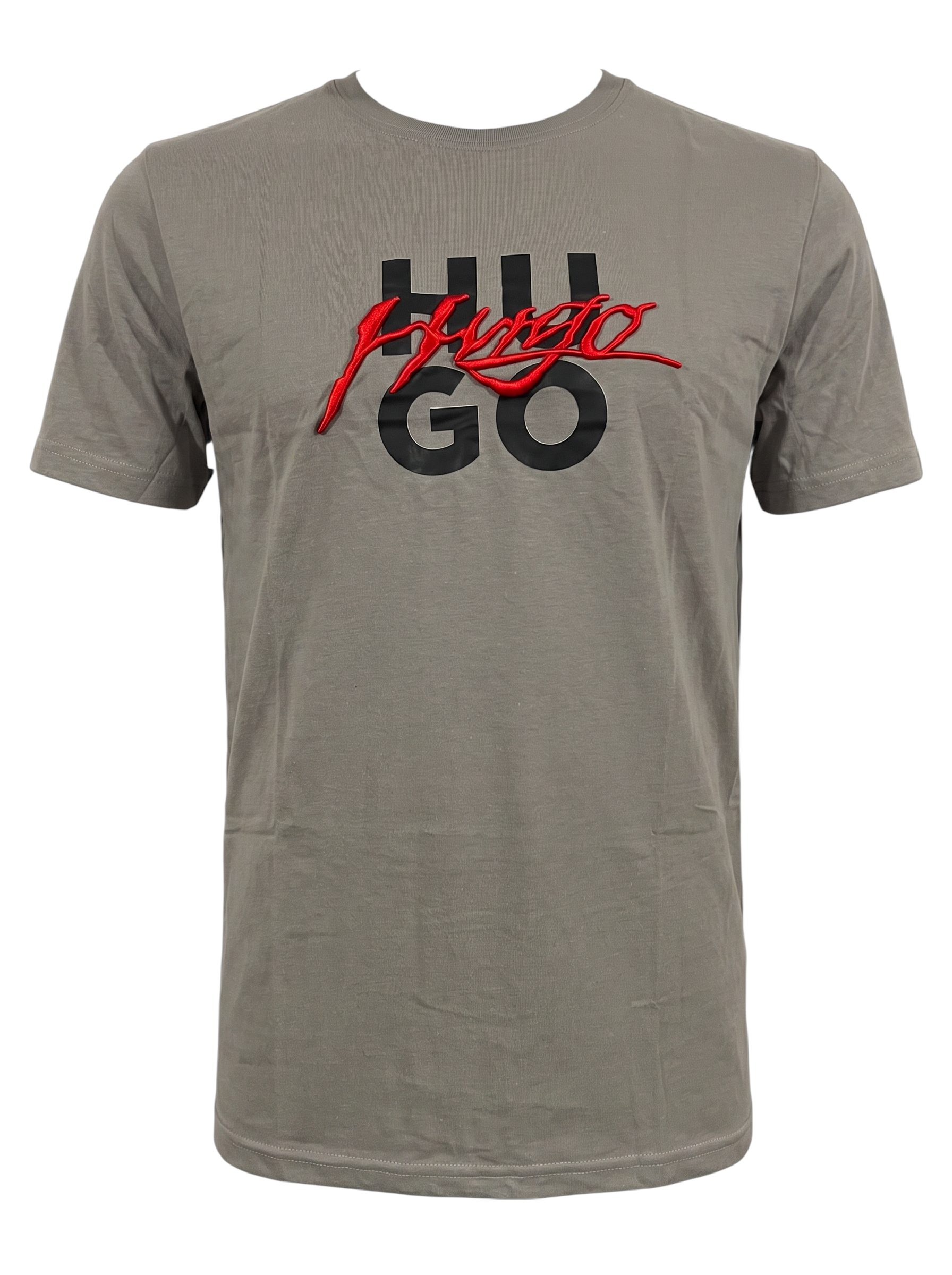 PLAYERA HUGO BOSS BORDADA CON LOGO IMPRESO GRIS