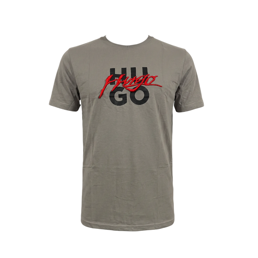 PLAYERA HUGO BOSS BORDADA CON LOGO IMPRESO GRIS