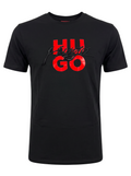 PLAYERA HUGO BOSS BORDADA CON LOGO IMPRESO NEGRA