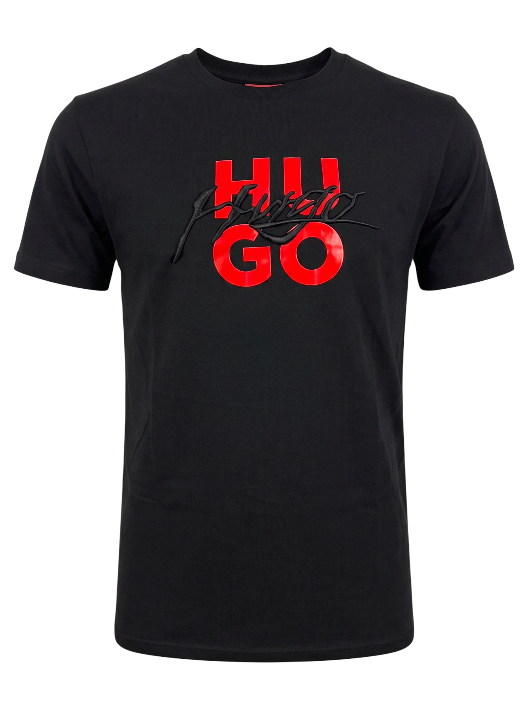 PLAYERA HUGO BOSS BORDADA CON LOGO IMPRESO NEGRA