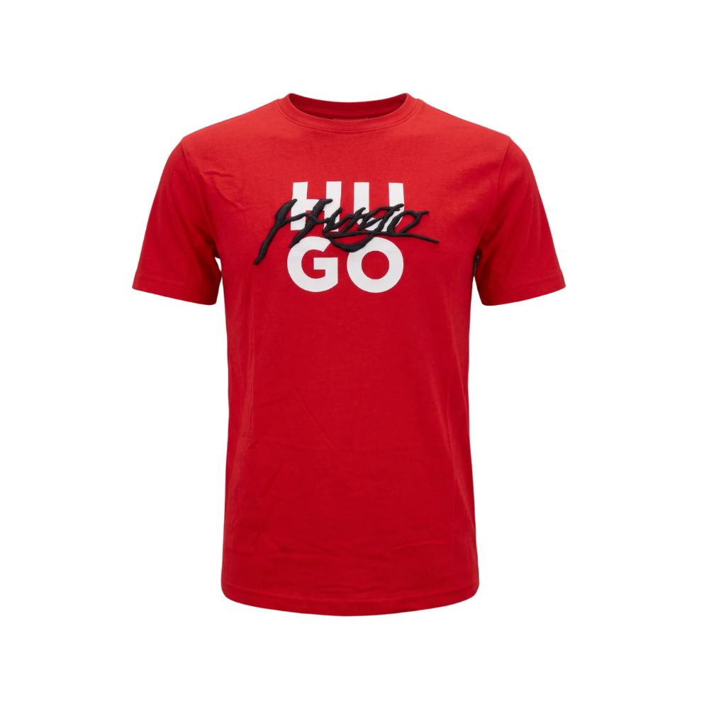 PLAYERA HUGO BOSS BORDADA CON LOGO IMPRESO ROJO