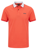PLAYERA HUGO BOSS TIPO POLO MAMEY CON CUELLO BLANCO Y GRIS