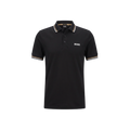 PLAYERA HUGO BOSS TIPO POLO NEGRA CON CUELLO CAFÉ Y BLANCO