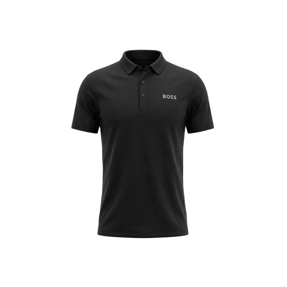 PLAYERA HUGO BOSS TIPO POLO NEGRA LISA