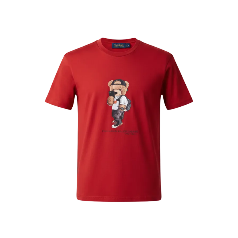 Playera premium Polo Ralph Lauren Roja Oso Selfie XL en color rojo, con diseño de oso y estilo casual.