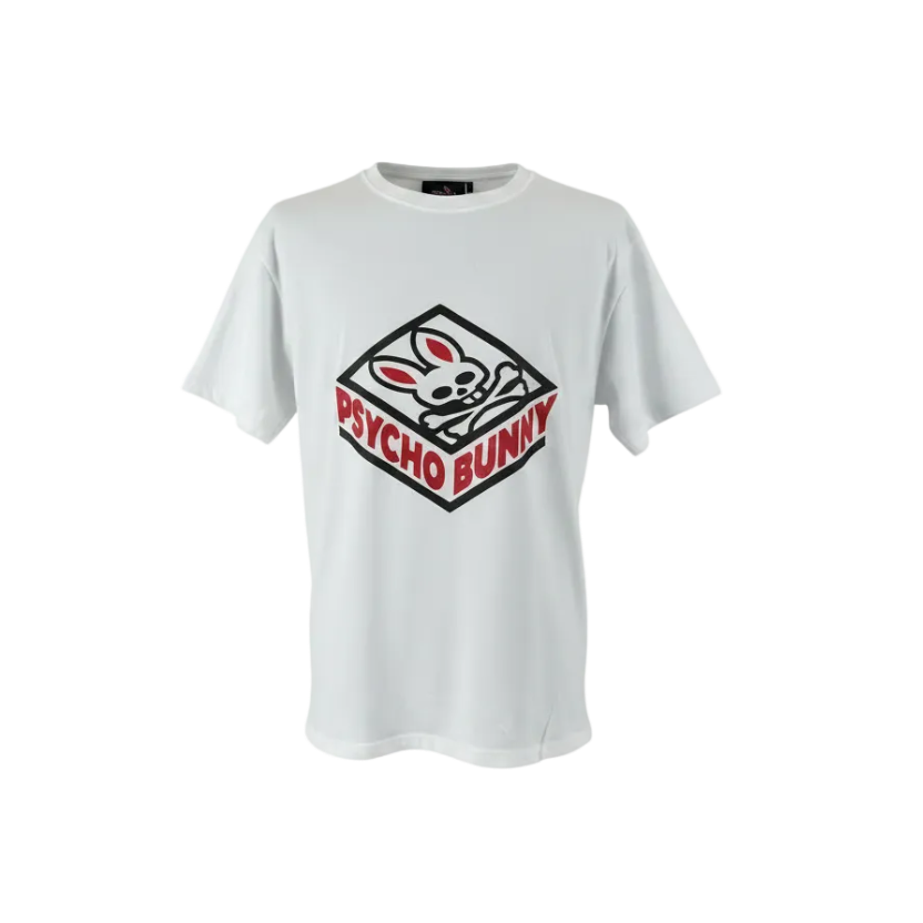 Playera premium Psycho Bunny blanca XL de la marca Selah Boutique, con diseño clásico y logo visible en la parte frontal.