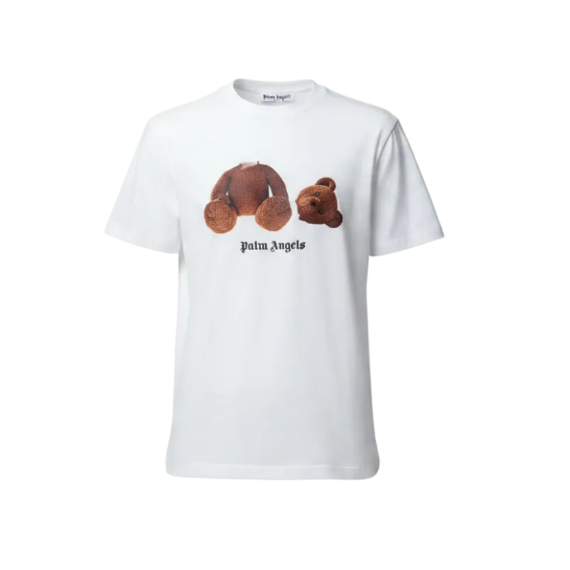 Playera premium Palm Angels OSO sin cabeza en color gris, con diseño gráfico en el frente, vista frontal.