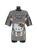 BLUSA HELLO KITY GRIS MANGAS LEOPARDO